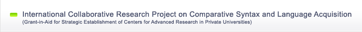 International Collaborative Research Project on Comparative Syntax and Language Acquisition
      (Grant-in-Aid for Strategic Establishment of Centers for Advanced Research in Private Universities)